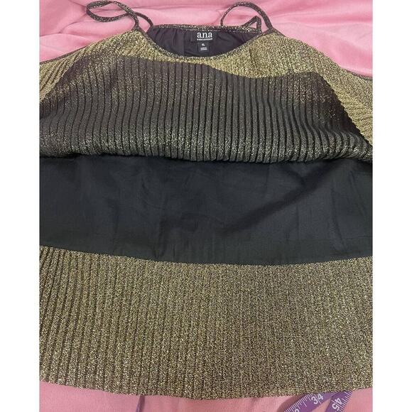 Gold Metallic Womens Blouse By A.N.A. size XL - Picture 6 of 8